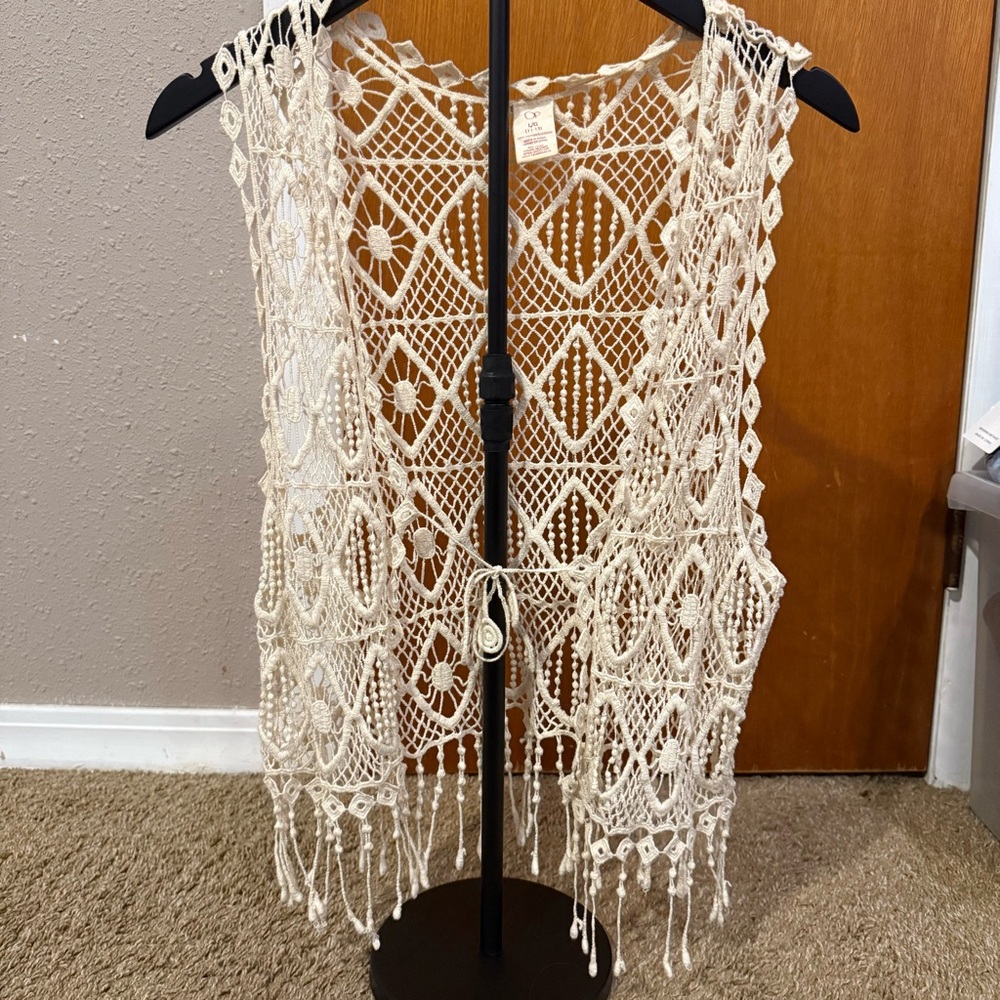 OP Cream Crochet Vest